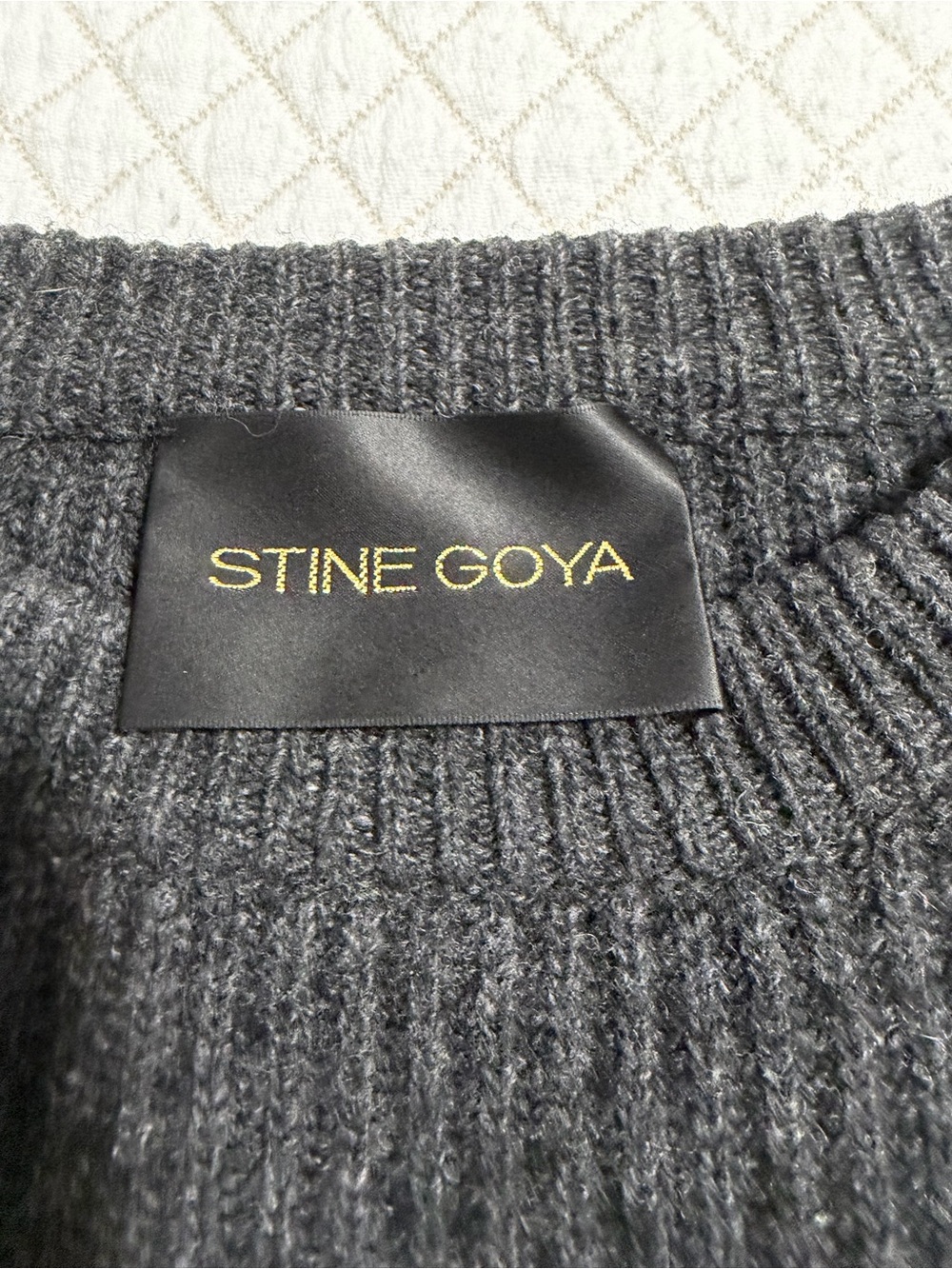 Stine Goya Dark Grey Braided Detail Heavy Knit Sweater - Picture 5 of 9